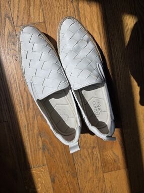 Franco Sarto White Woven Slip-On Loafers Msrp $135